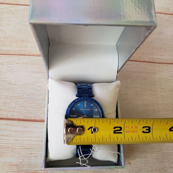 Juicy Couture Black Label Rhinestone Link Wristband Women's Watch Blue in Box - Picture 6 of 8